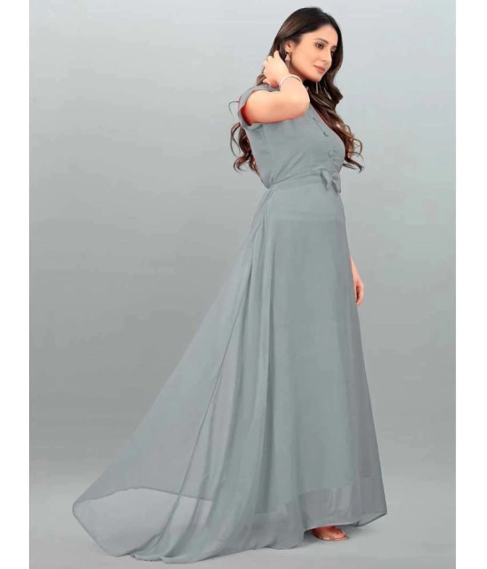 JASH CREATION - Grey Georgette Womens Gown ( Pack of 1 ) - None