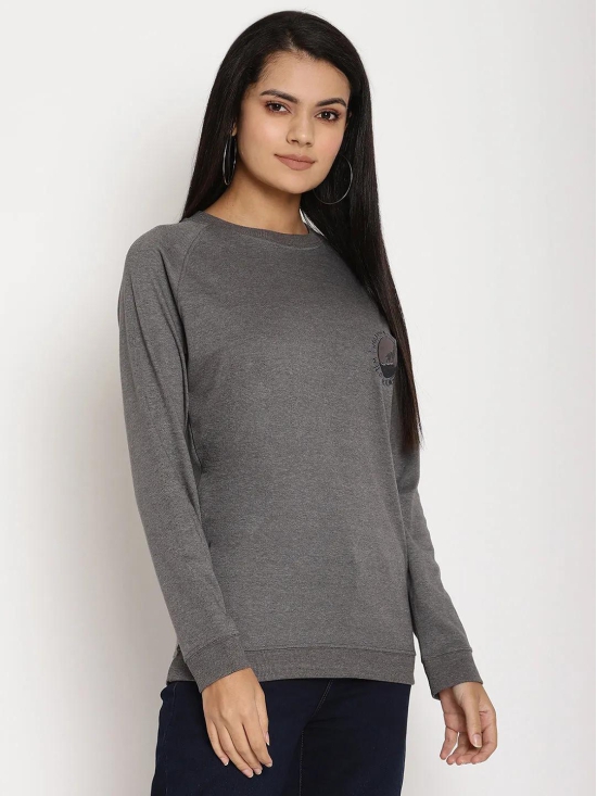 Women Wild Journey Grey Solid Sweatshirt-XXL
