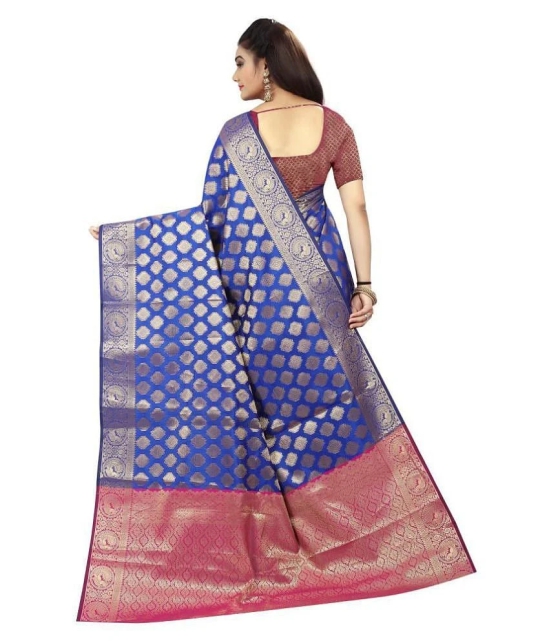 Gazal Fashions Blue Banarasi Silk Saree