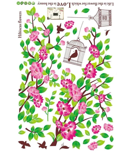 Asmi Collection Wall Stickers Summer Tree Cage Flowers Nature Sticker ( 100 x 180 cms )