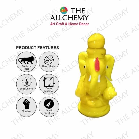 THE ALLCHEMY Small Size Glass Ganesha, Gifting Ganesha Statue (Yellow)