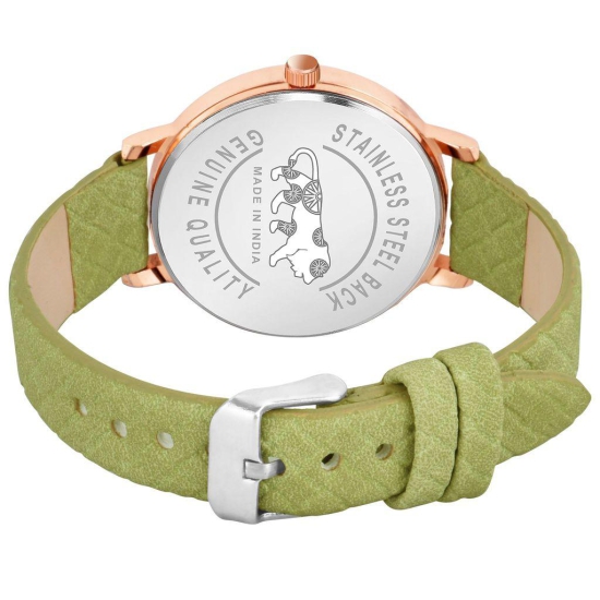 Loretta MT-501 Green Leather Belt Slim Dial Women & Girls Watch