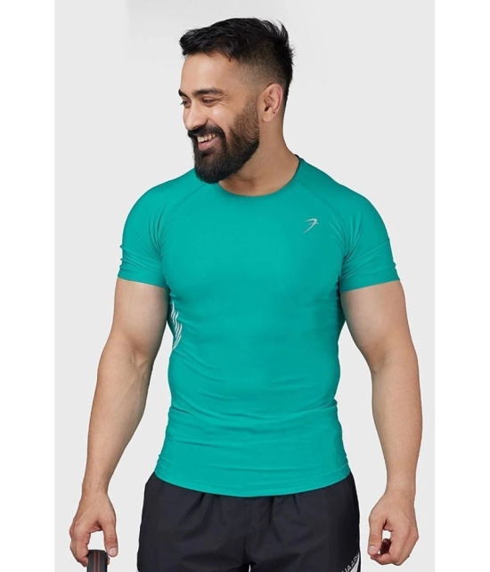 Fuaark Sea Green Nylon Slim Fit Mens Sports T-Shirt ( Pack of 1 ) - None