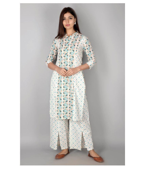 FabbibaPrints Cotton Kurti With Palazzo - Stitched Suit - M