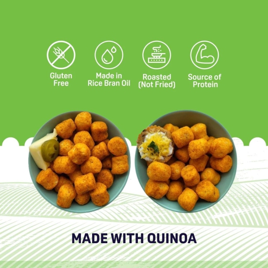 Natible Roasted Quinoa Puffs, Combo (Pack Of 2 Each, 70 Gms Each) Dahi Papdi And Cheese Jalapeno Flavour.