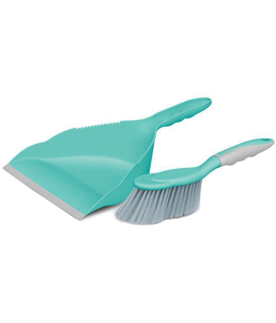 Spotzero By Milton Dustpan Set with Brush (Aqua Green), Pack of 2