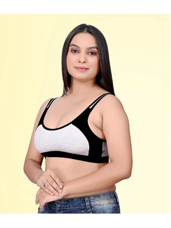 HAYA Pack of 2 Cotton Non Padded Womens Everyday Bra ( Multicolor ) Rima Sports D706 - None