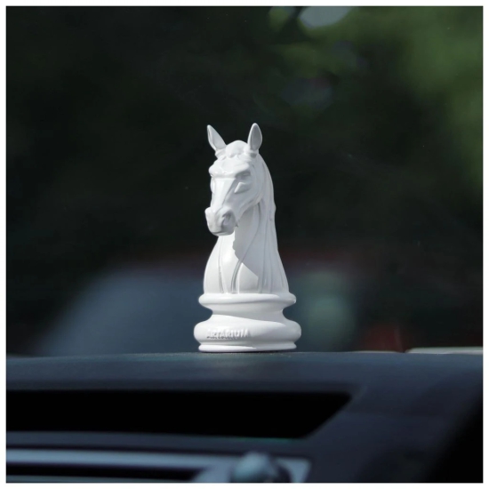 Artarium Knight Horse Chess Piece Statue Sculpture Collectible Figurine for Car Dashboard - Pack of 1 (White)