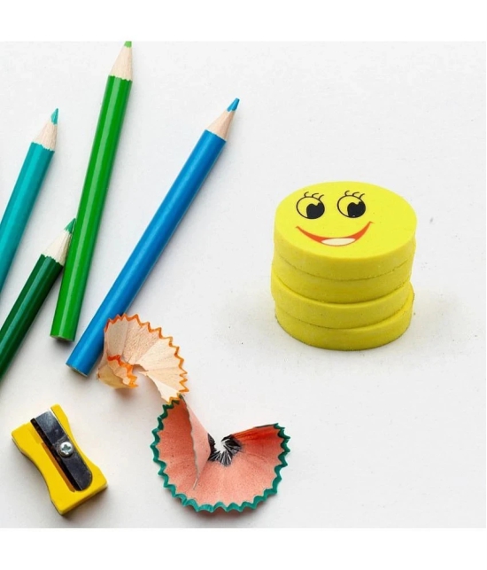 CUTE SMILE EMOJI ERASERS 4pcs pack of  1