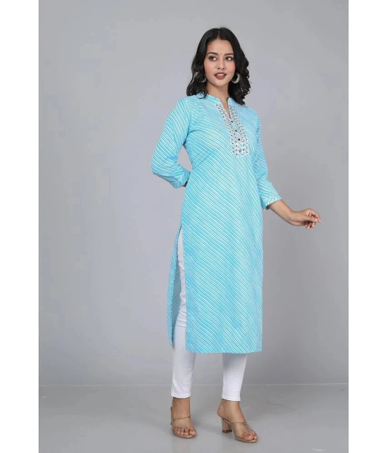 HIGHLIGHT FASHION EXPORT - Light Blue Cotton Blend Womens Straight Kurti ( Pack of 1 ) - None