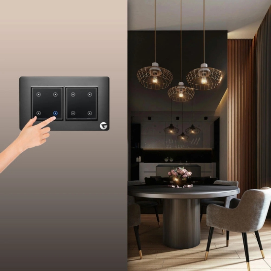 L&G 4M Touch Switch Board, Smart Touch Switch Panel | German Technology with Indian Standards-Bronze / Glass