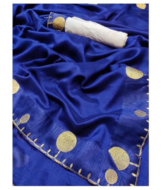 Bhuwal Fashion Blue Vichitra Silk Saree