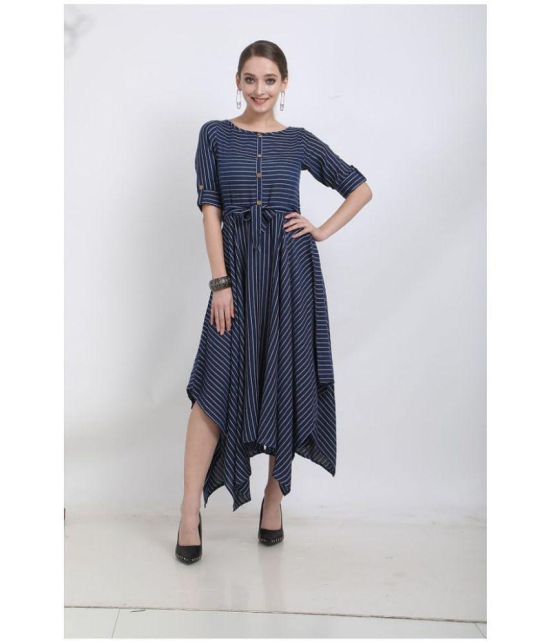 Berrylicious Rayon Blue Asymmetric dress - Single - L