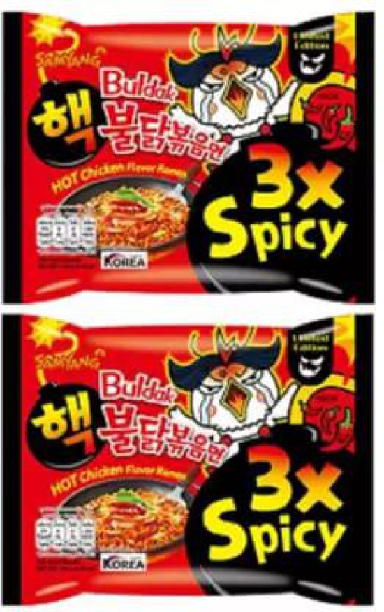 Samyang 3x Spicy Hot Chicken Flavour Instant Korean Noodles - 140 gm* 2 Pack (Pack of 2)