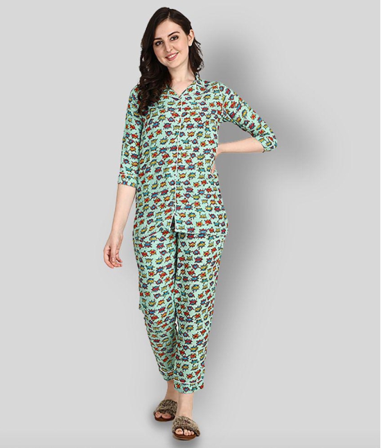 Berrylicious - Green Rayon Womens Nightwear Nightsuit Sets ( Pack of 1 ) - 2XL