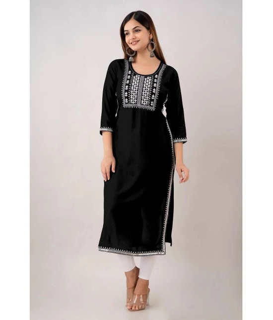 Kapadia - Black Rayon Womens Straight Kurti ( Pack of 1 ) - None