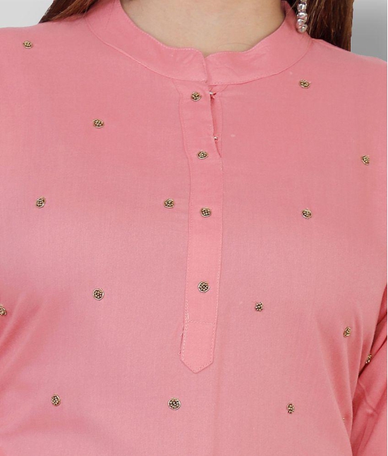 HIGHLIGHT FASHION EXPORT - Pink Rayon Women''s Straight Kurti ( Pack of 1 ) - M