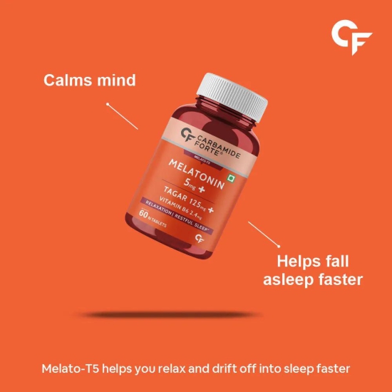 Carbamide Forte Melatonin 5mg with Tagara 125mg Sleeping Aid Pills – 60 Tablets