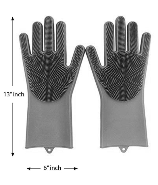 Silver Shine Magic Silicone Scrub Polyester Large Cleaning Glove