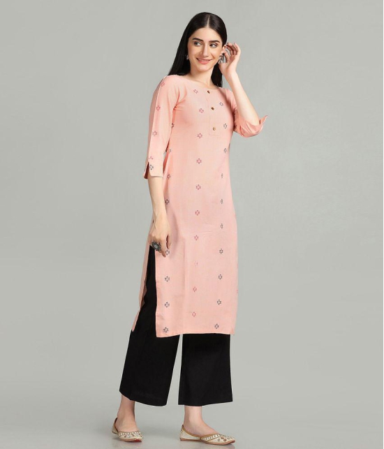 Hritika - Peach Cotton Blend Women's Straight Kurti ( Pack of 1 ) - None