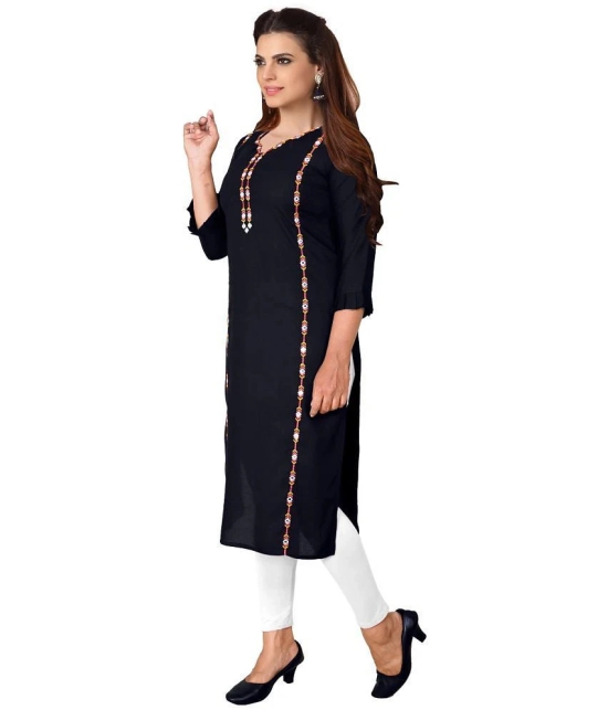 Kapadia - Black Rayon Womens Straight Kurti ( Pack of 1 ) - None