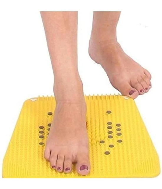 Horsefit  Manual Plastic Acupressure Foot Massager Plate with 24 Magnets for Stress Free, Blood Flow Controller, Pain Relief, Multicolor - Yellow