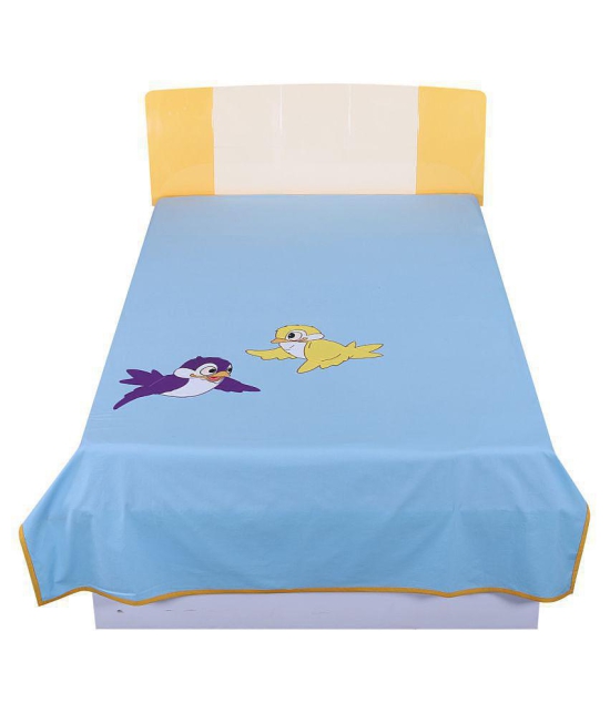 Hugs'n'Rugs Cotton Single Bedsheet ( 250 cm x 150 cm ) - Blue