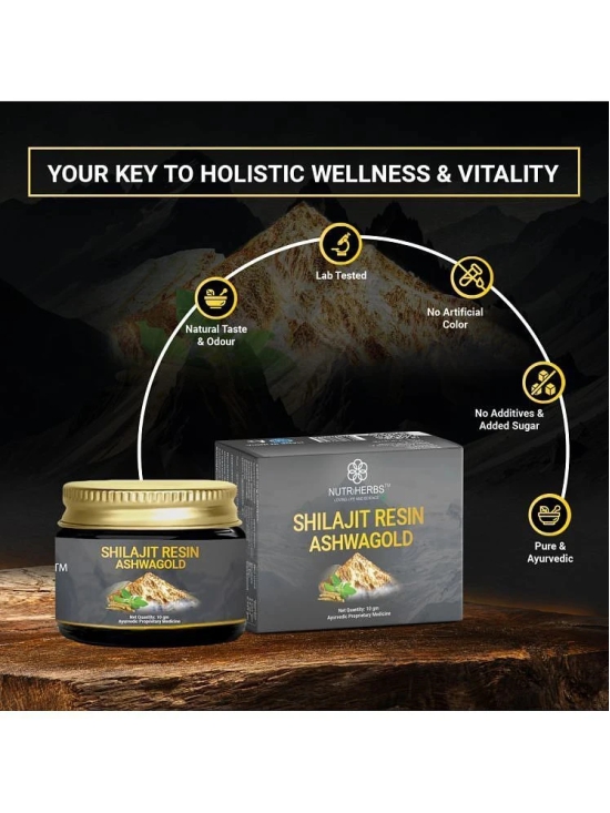 Nutriherbs Shilajit Resin Gold with Ashwagandha (Ashwagold) for Stress Relief & Stamina