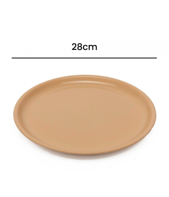 HOMETALES Plastic Microwave Safe Plates, (Pack of 4) Full Plate, Dia 11inch - Beige - Beige