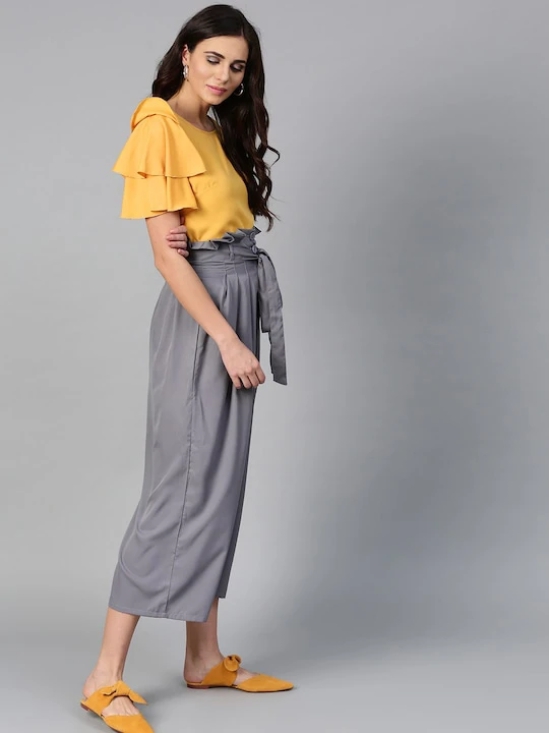 Round Neck Ruffled Top & Trousers