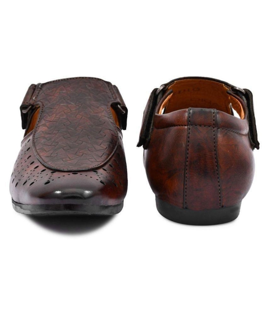 Shoevik Brown Synthetic Leather Sandals - None