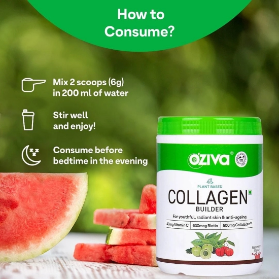 OZiva Collagen Builder for Anti-Ageing  Skin Radiance with Vitamin C Watermelon  2 x 200 g-OZiva Collagen Builder for Anti-Ageing & Skin Radiance with Vitamin C, WatermelonÂ Â (2 x 200 g)