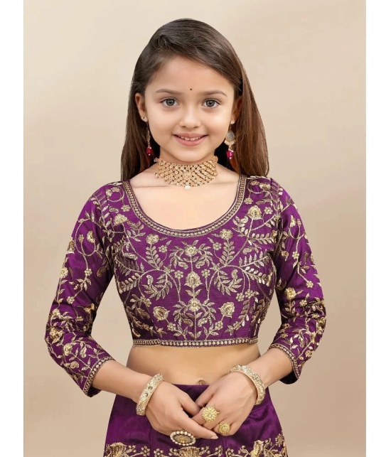 JULEE Purple Silk Girls Lehenga Choli Set ( Pack of 1 ) - None