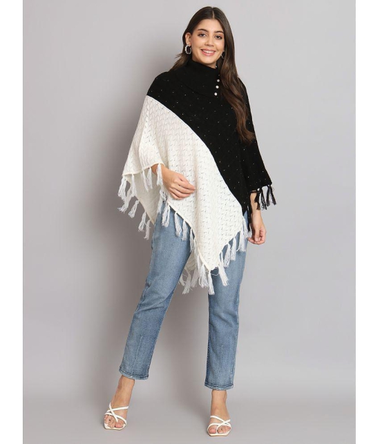 eWools.in Woollen Round Neck Women''s Ponchos & Capes - Black ( ) - None