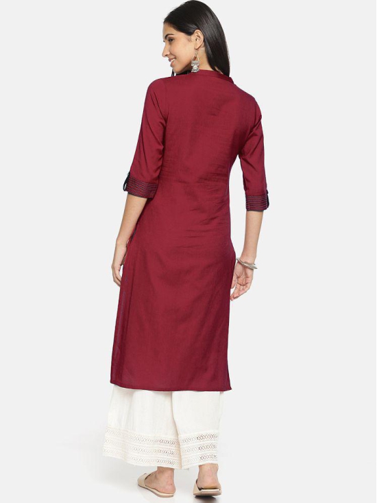 Alena - Maroon Cotton Women's Front Slit Kurti - XXL