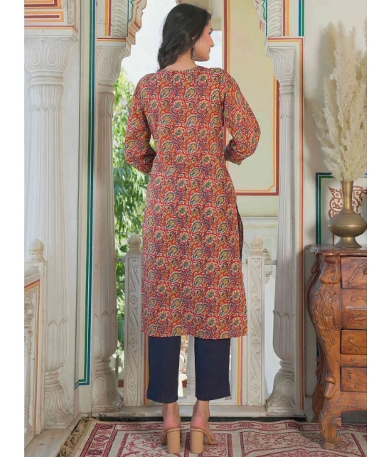 Vbuyz Cotton Printed Straight Womens Kurti - Maroon ( Pack of 1 ) - None