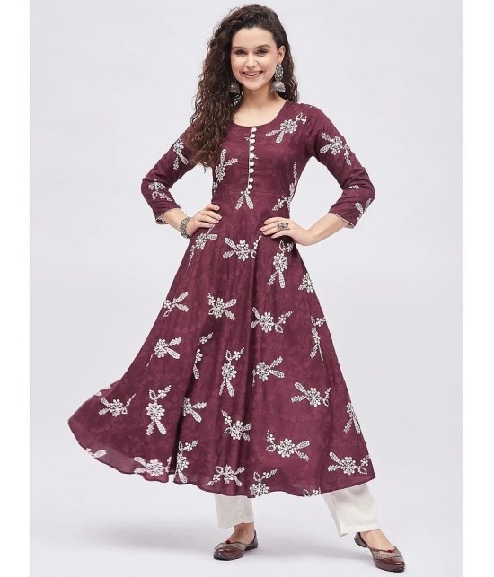 Tissu - Maroon Rayon Womens Flared Kurti ( Pack of 1 ) - None