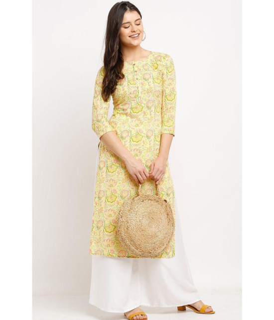 Rajnandini - Yellow 100% Cotton Women's A-line Kurti ( Pack of 1 ) - None