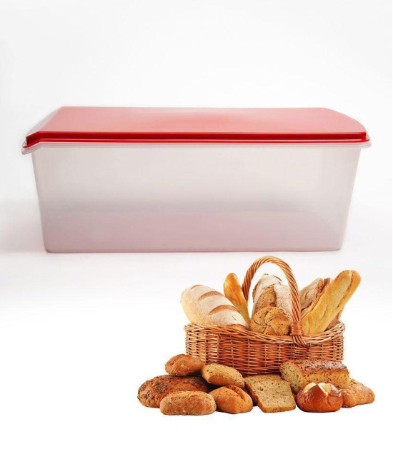 HOMETALES - Bread Box Container Plastic Red Food Container ( Set of 1 ) - Red