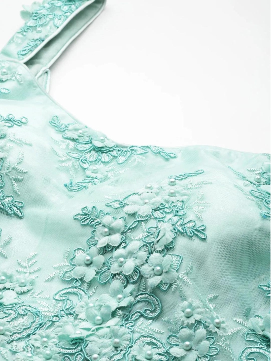 Desginer Sea Green Net Gown-S