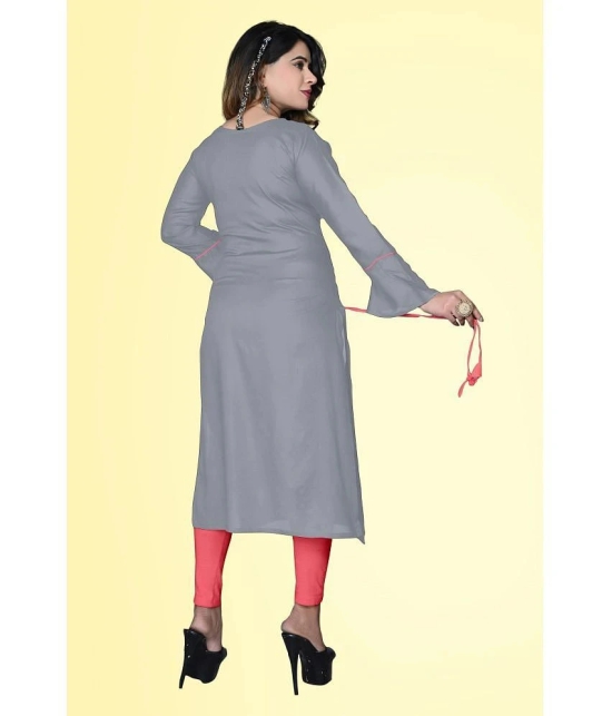 HAYA - Grey Rayon Womens Straight Kurti ( Pack of 1 ) - None