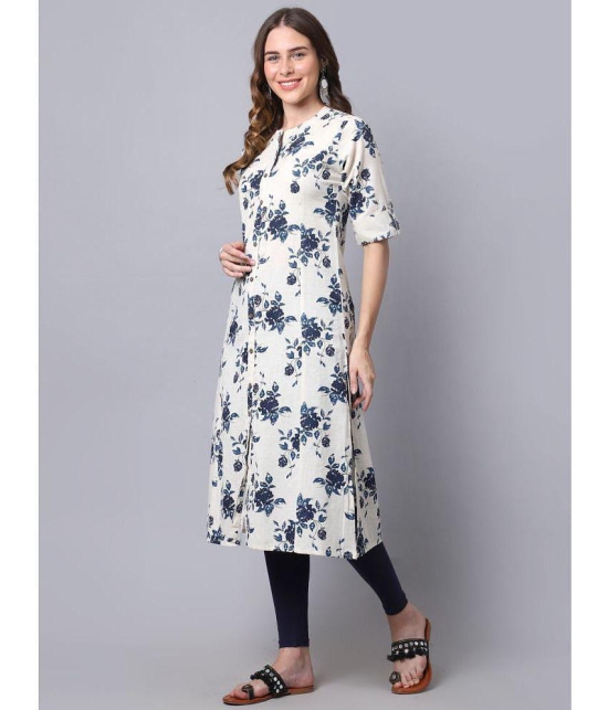 Pistaa - Navy Blue Cotton Womens Front Slit Kurti ( Pack of 1 ) - None