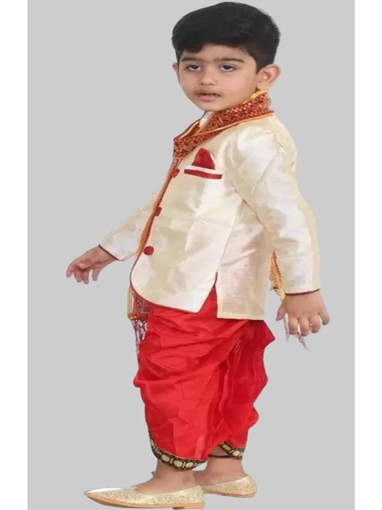 Coxxup Beige Silk Boys Dhoti Kurta Set - Pack of 1 - None