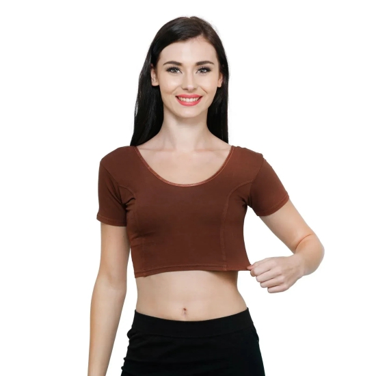 Vami Women's Cotton Stretchable Readymade Blouses - Chocolate Truffle M