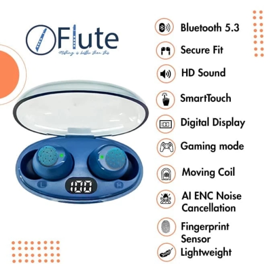 Flute Mini Pods 219 True Wireless Earbuds - Bold Blue