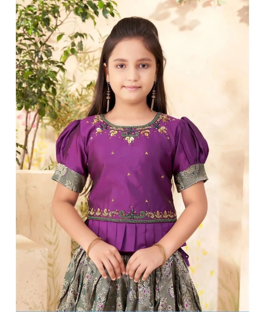 Aarika Purple Silk Girls Lehenga Skirt ( Pack of 1 ) - None