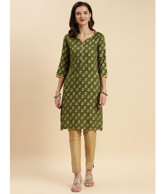 Rangita Women Green Rayon Printed Knee Length Straight Kurti - None