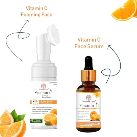 Soundarya Herbs Vitamin C Foaming Face Wah + Vitamin C Face Serum Combo Pack