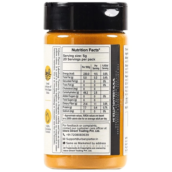 Urban Platter Lakadong Turmeric Powder Shaker jar, 100g | Organically Grown in North-East India & High-Curcumin |