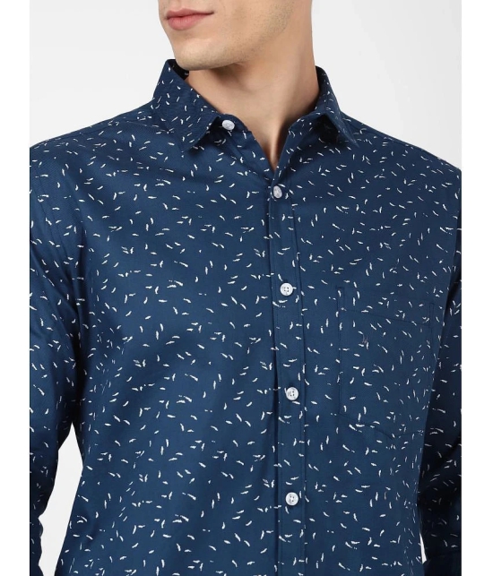 UrbanMark Mens 100% Cotton Full Sleeves Slim Fit Printed Casual Shirt-Navy - None